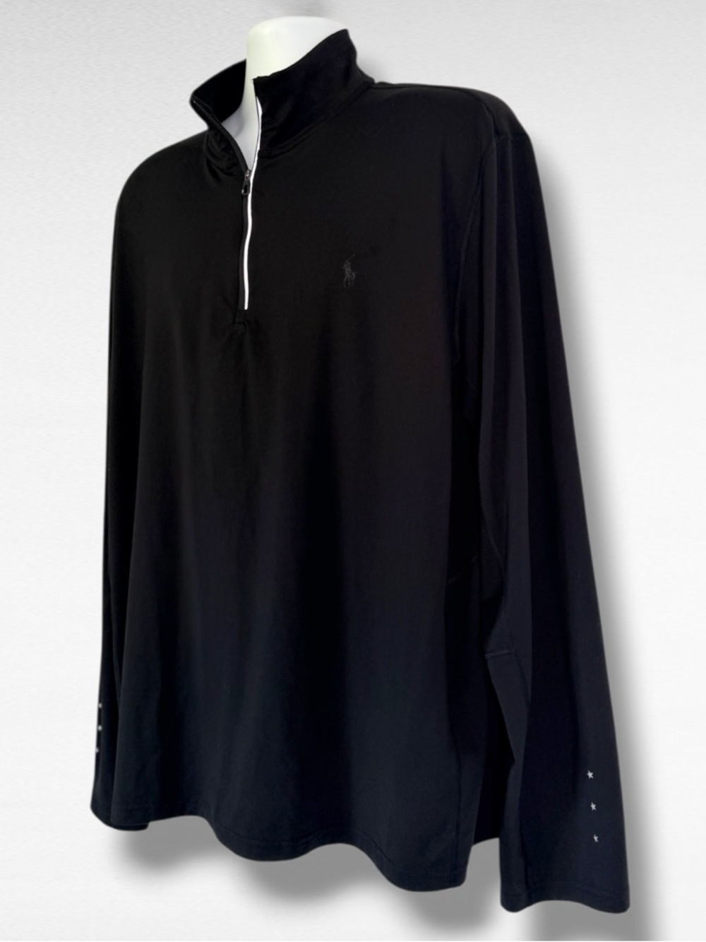 Polo Ralph Lauren Performance 1/4 Zip Pullover USA Flag Stars Sleeve Black XL